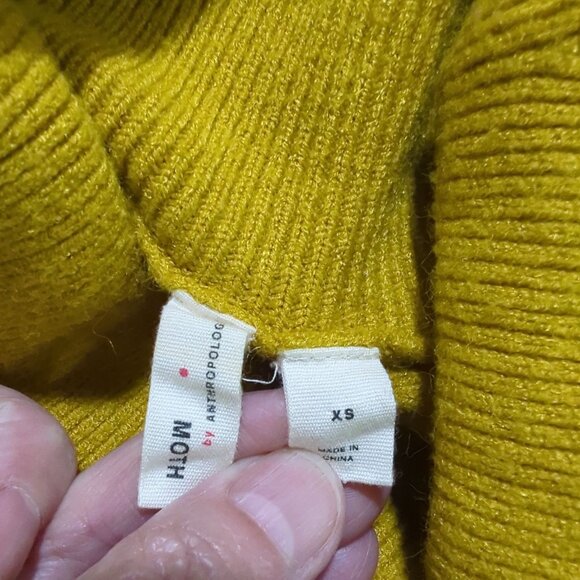 Moth By Anthropologie Mustard Yellow Turtleneck Sweater size XS Ribbed Knit - Picture 7 of 14